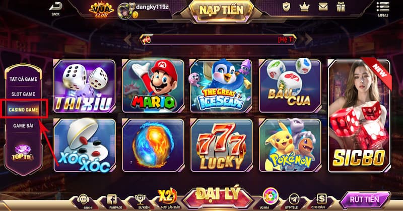 Sơ nét về sảnh casino có tại VuaClub