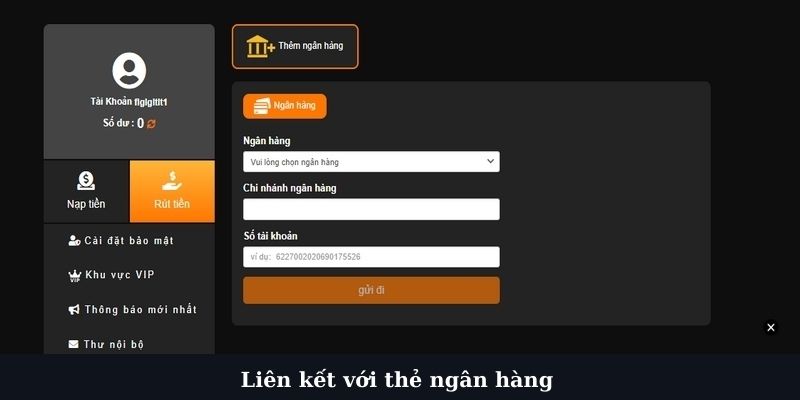 Liên kết thẻ ngân hàng tại trang chủ