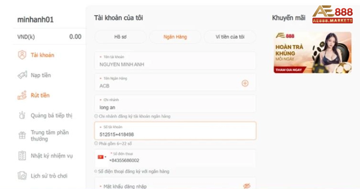Điều Kiện & Hướng Dẫn Rút Tiền Tại AE888