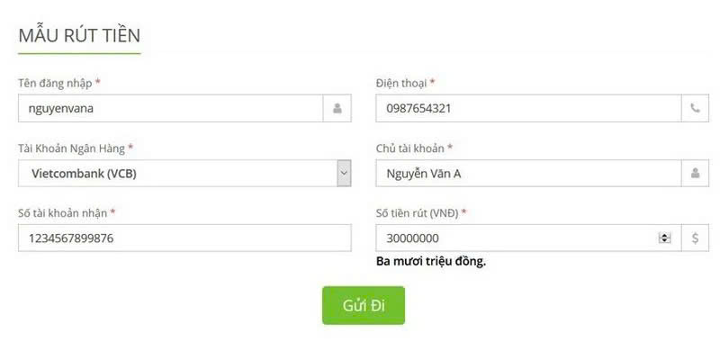 SV368 hỗ trợ rút tiền bằng tài khoản ngân hàng cực tiện lợi