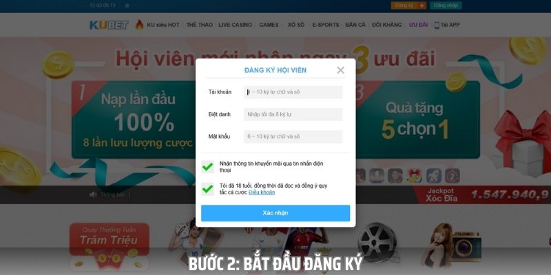 Ở bước này hãy điền đầy đủ các thông tin vào ô đăng ký