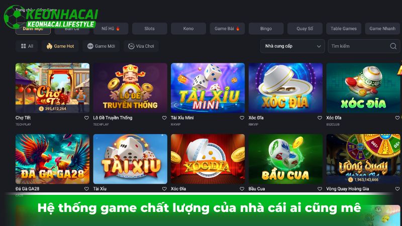 Hệ thống game chất lượng của nhà cái ai cũng mê