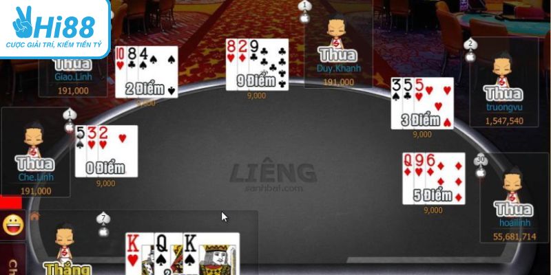 Luật chơi bài Liêng cơ bản trên Hi88 dành cho người mới