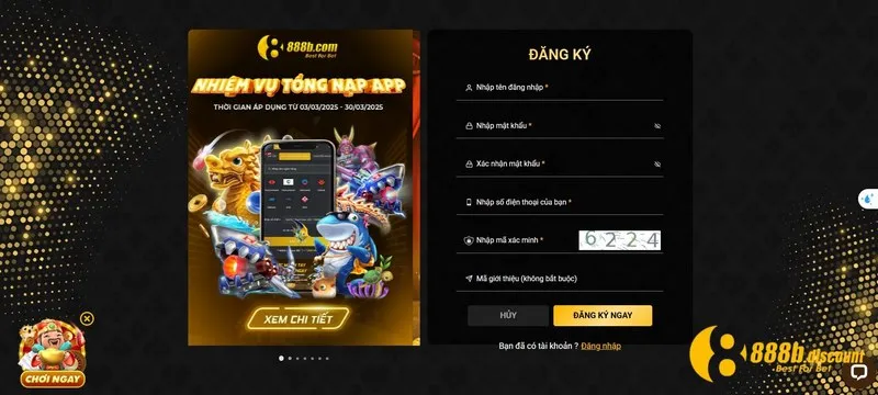 Hướng dẫn đăng ký tài khoản 888B