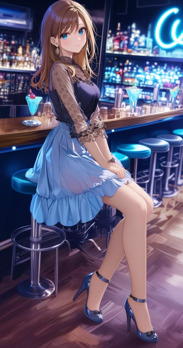 Anime girl dễ thương rạng rỡ.
