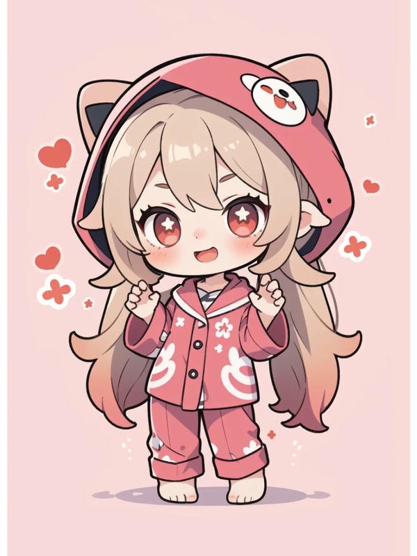 Cô bé chibi ôm thú bông cực kỳ dễ thương.