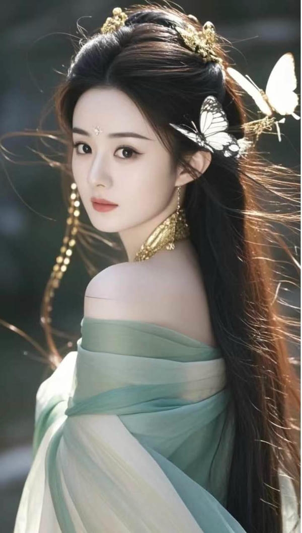 Cô gái trong sườn xám tạo dáng duyên dáng.