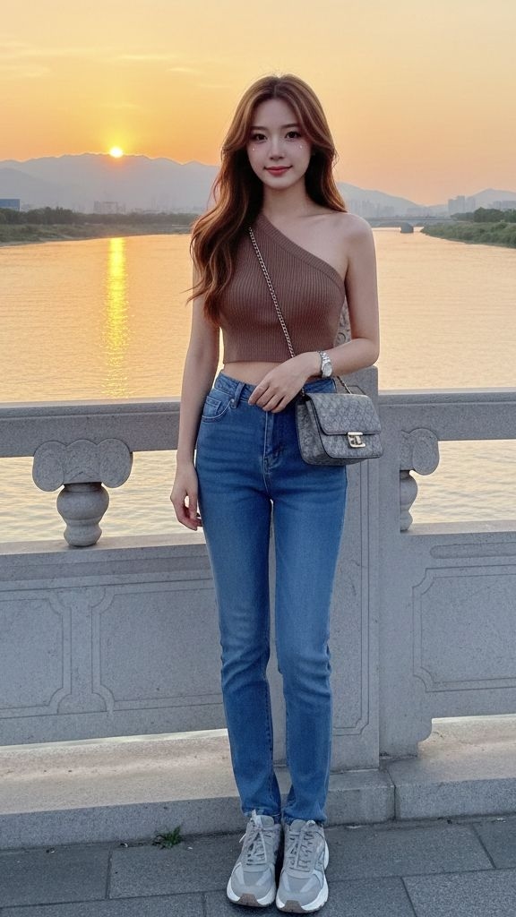 Cô gái tự tin bước giữa phố