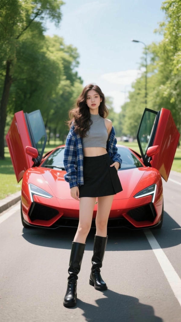 Gái đẹp đứng cạnh siêu xe