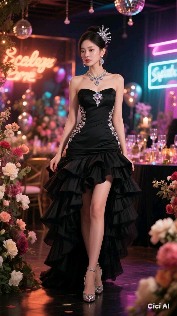 Girl trong váy lấp lánh đầy mê hoặc.