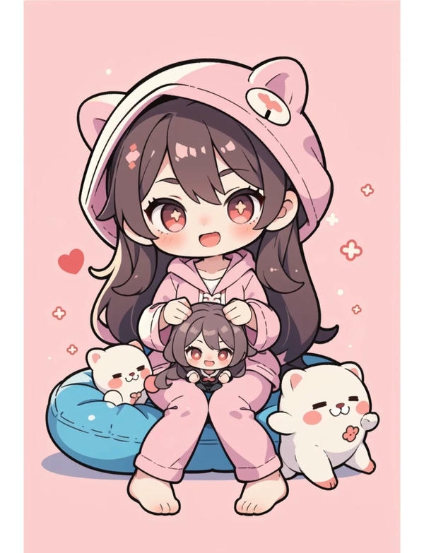 Hình nền anime chibi dễ thương với đôi mắt to long lanh.