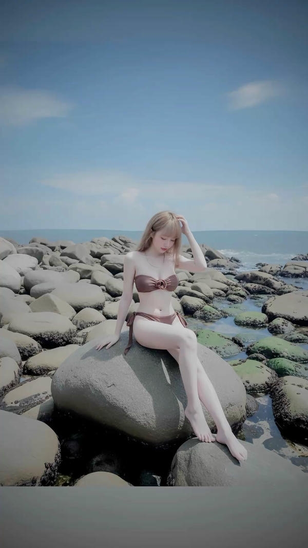 Nàng ngắm hoàng hôn trên biển