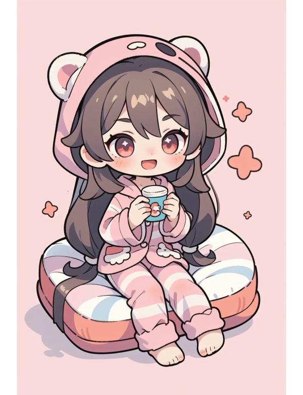 Nhân vật anime chibi với biểu cảm cực kỳ dễ thương