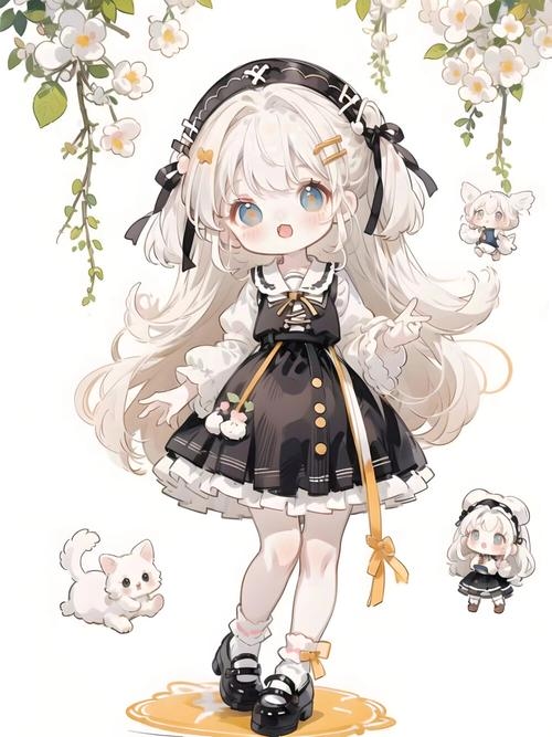 Nhân vật chibi nhỏ nhắn giữa nền màu pastel.